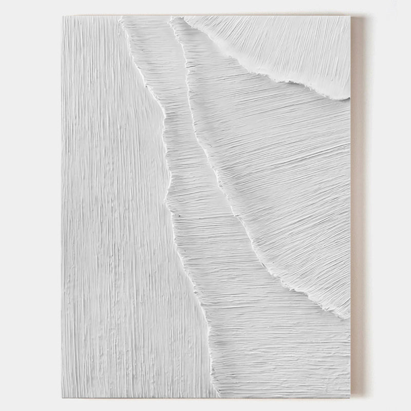 Large White Textured Canvas Painting,white Textured Wall Art
