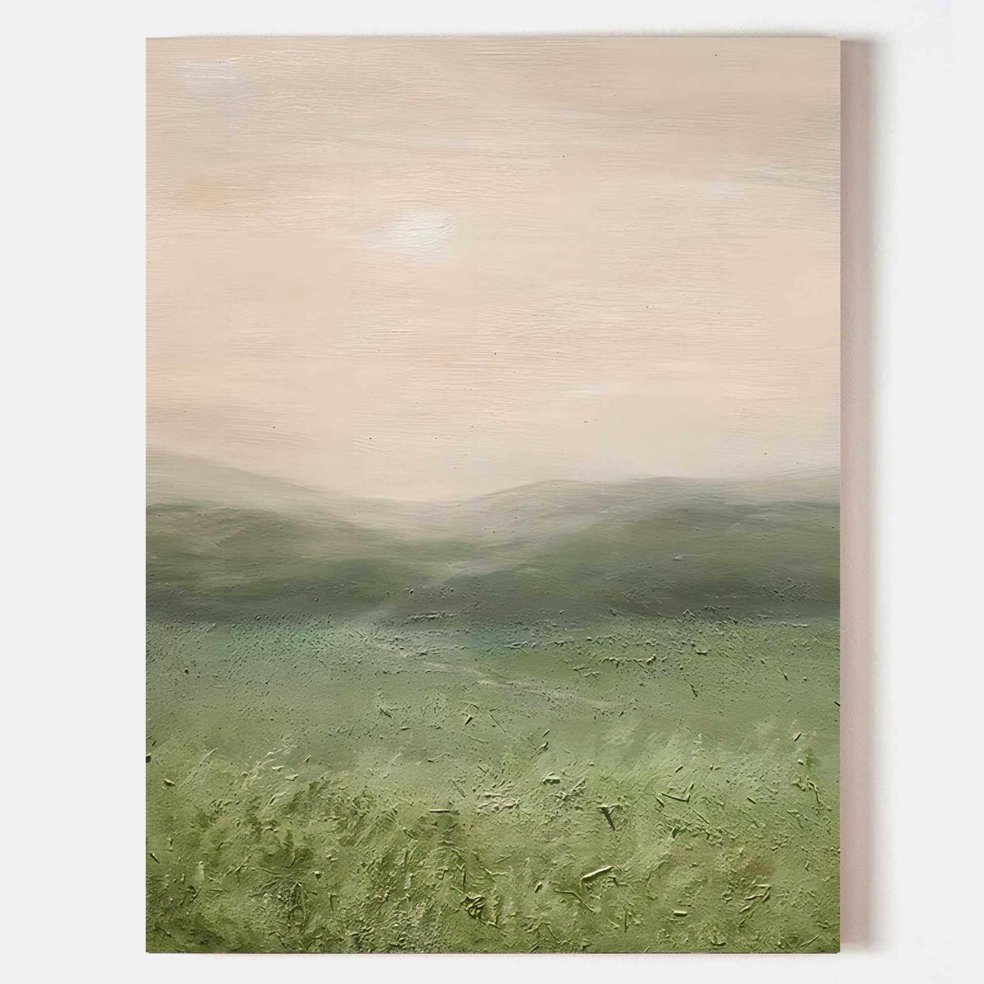 Large Green Landscape Oil Painting Large Green Landscape Textured Canvas Art Wabi-Sabi Art