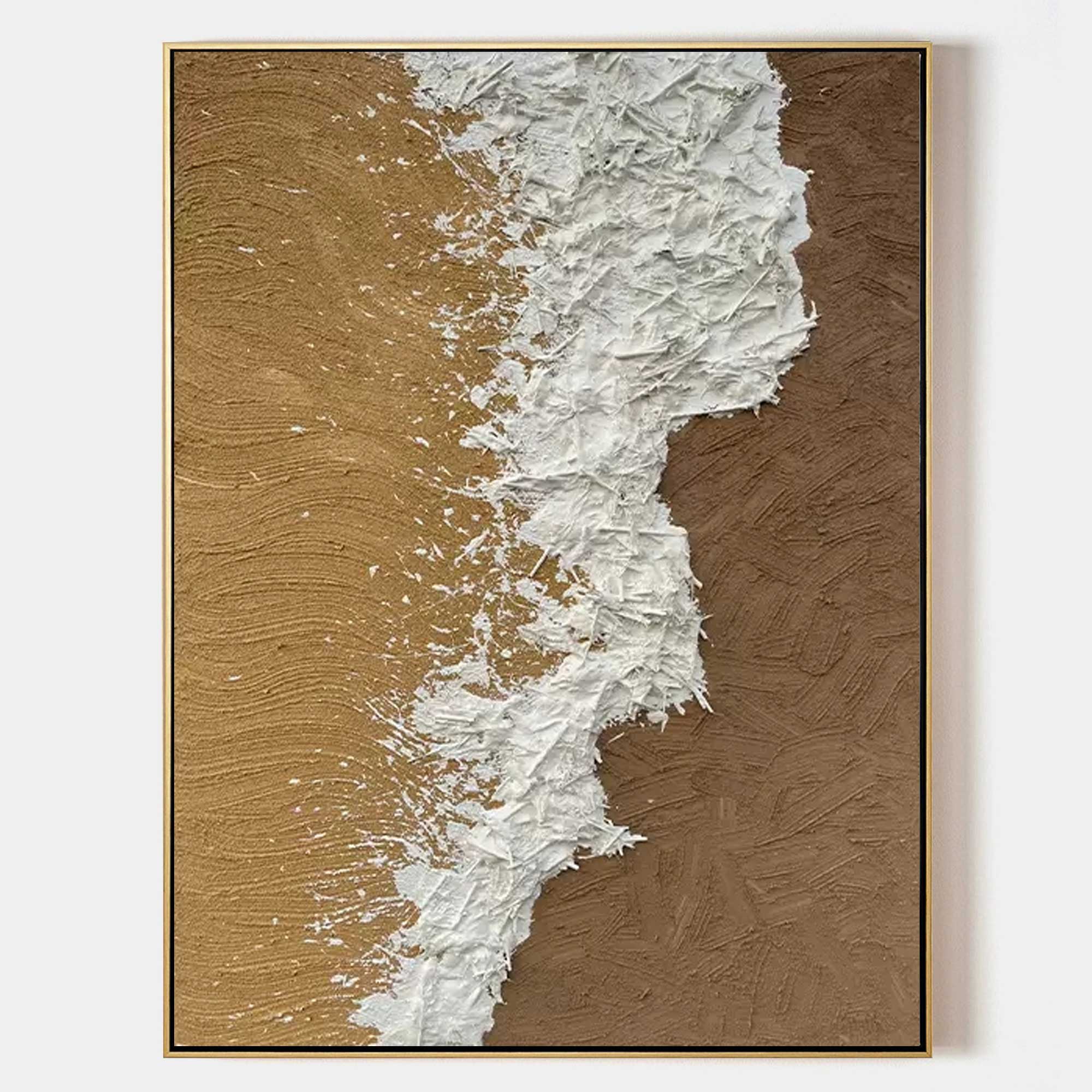 Large wabi-sabi abstract painting Large brown 3D textured wall art Large brown minimalist paintings