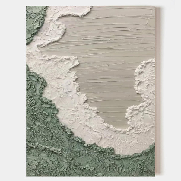 Large Gray 3D Abstract Canvas Painting 3D Plaster Art Wabi-Sabi Wall Art  Gray Heavy Acrylic