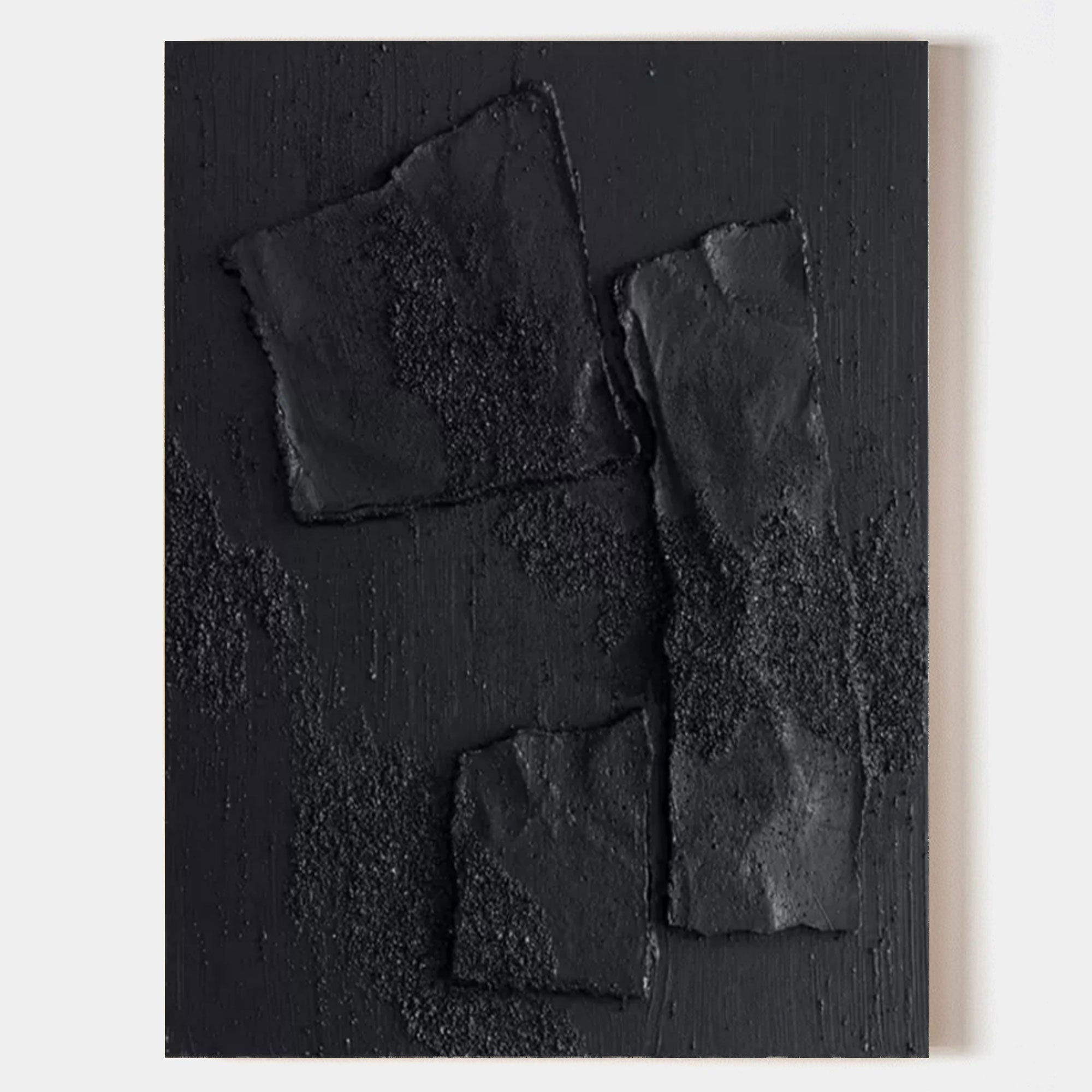 Large Black 3D Abstract Art Wabi-Sabi Wall Art Textured Wall Art Minimalist Canvas Paintings