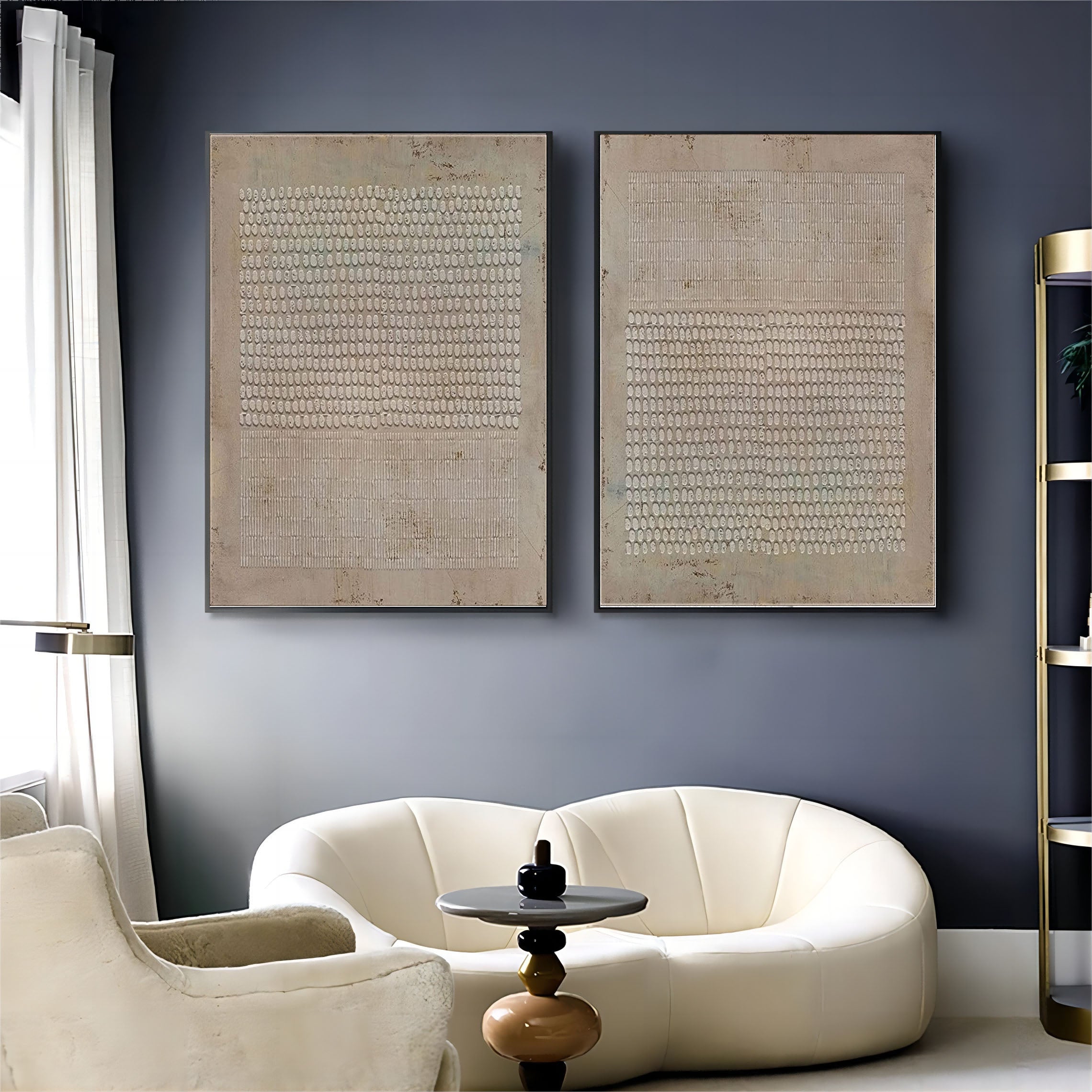 Brown Textured Abstract Art Set of 2 Brown Minimalist Canvas Paintings Wabi Sabi Wall Decor