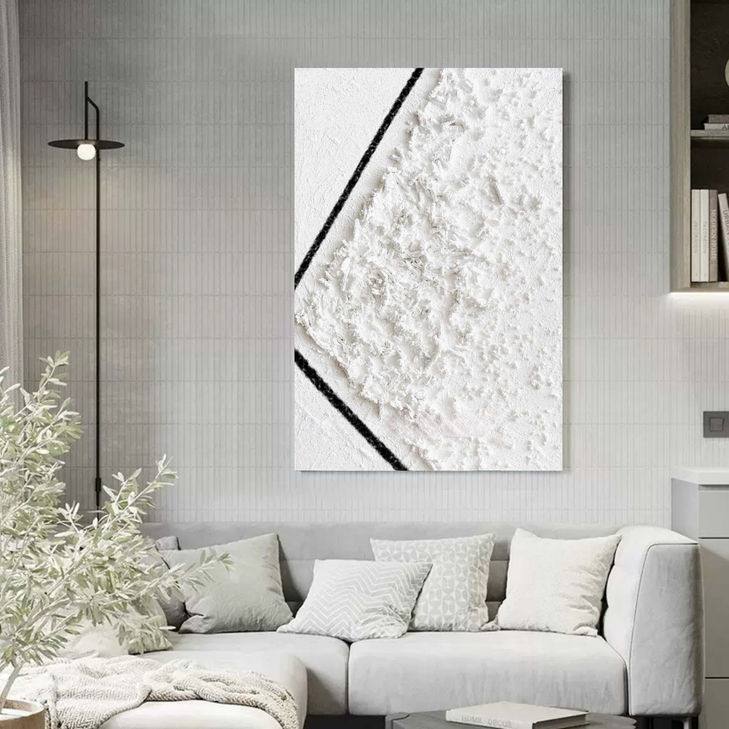 Large White 3D Abstract Art Textured Wall Art Plaster Wall Art Minimalist Art knife Painting on sale