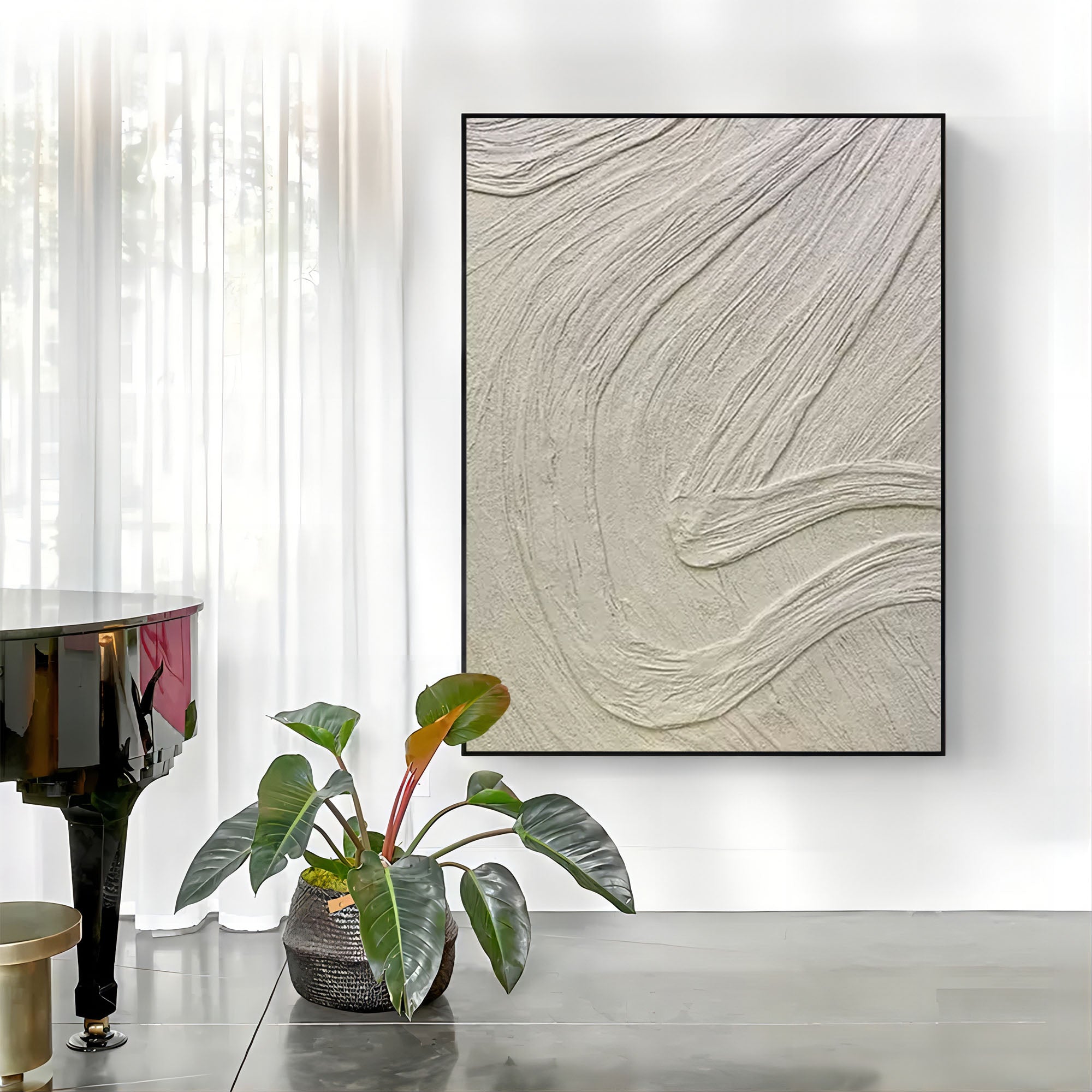 White plaster art Paster painting 3D plaster art Plaster abstract art Plaster wall art White 3D Minimalism art