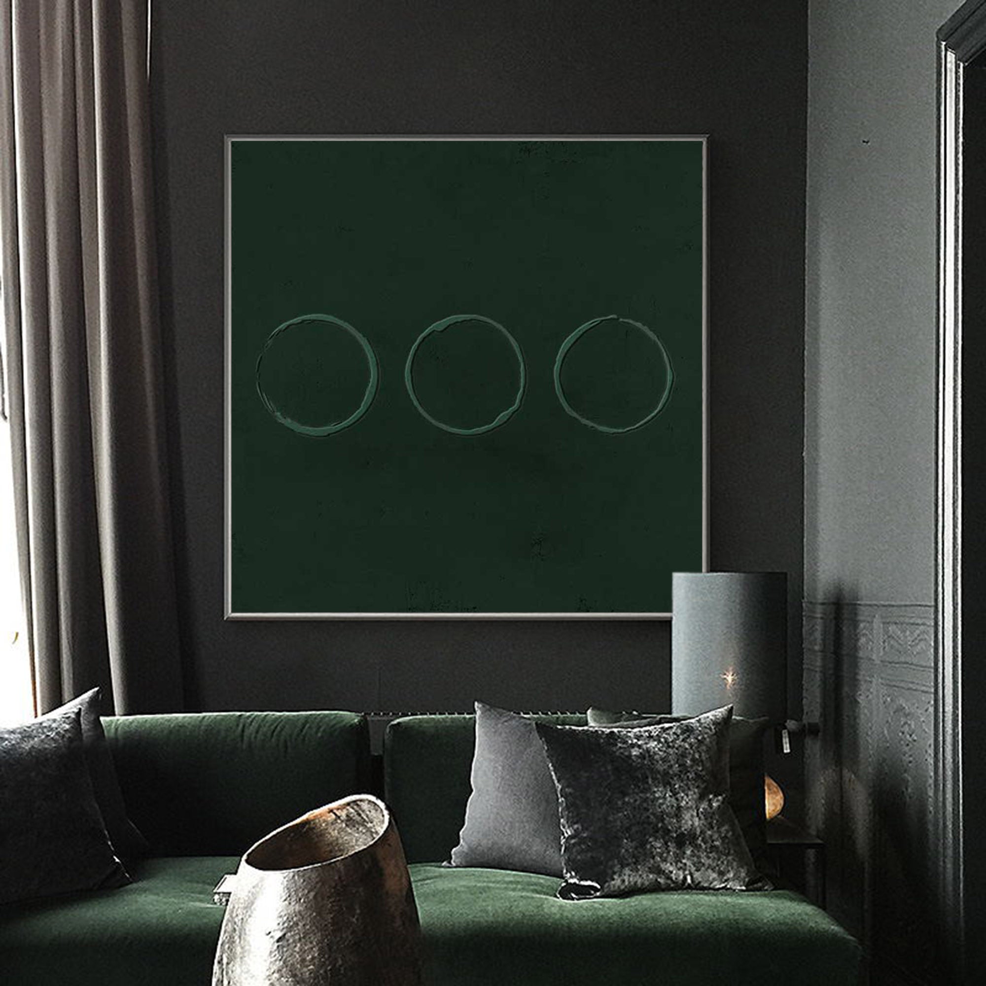 Green Minimalist Painting 3D Green Texture Painting Green Abstract Art Canvas Green Circle Wall Art