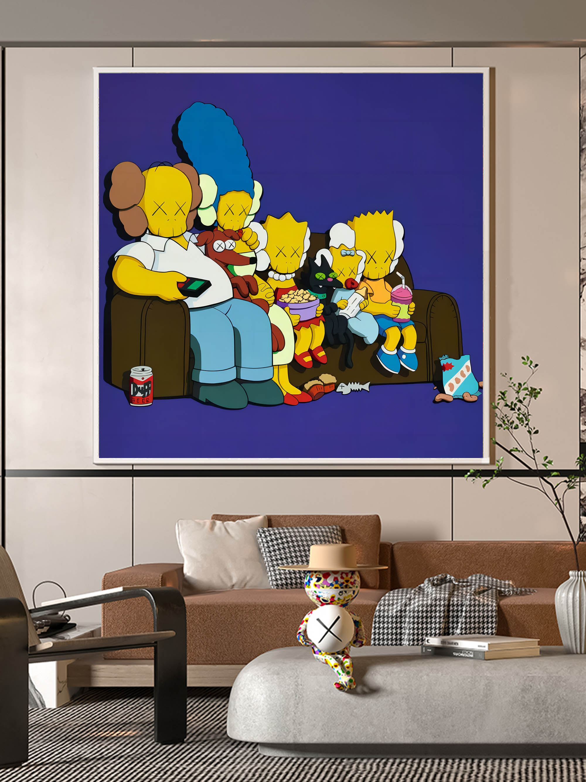 Colorful Pop Painting Kaws Painting Kaws Pop Art Kaws Artwork Cartoon Painting Pop Wall Art