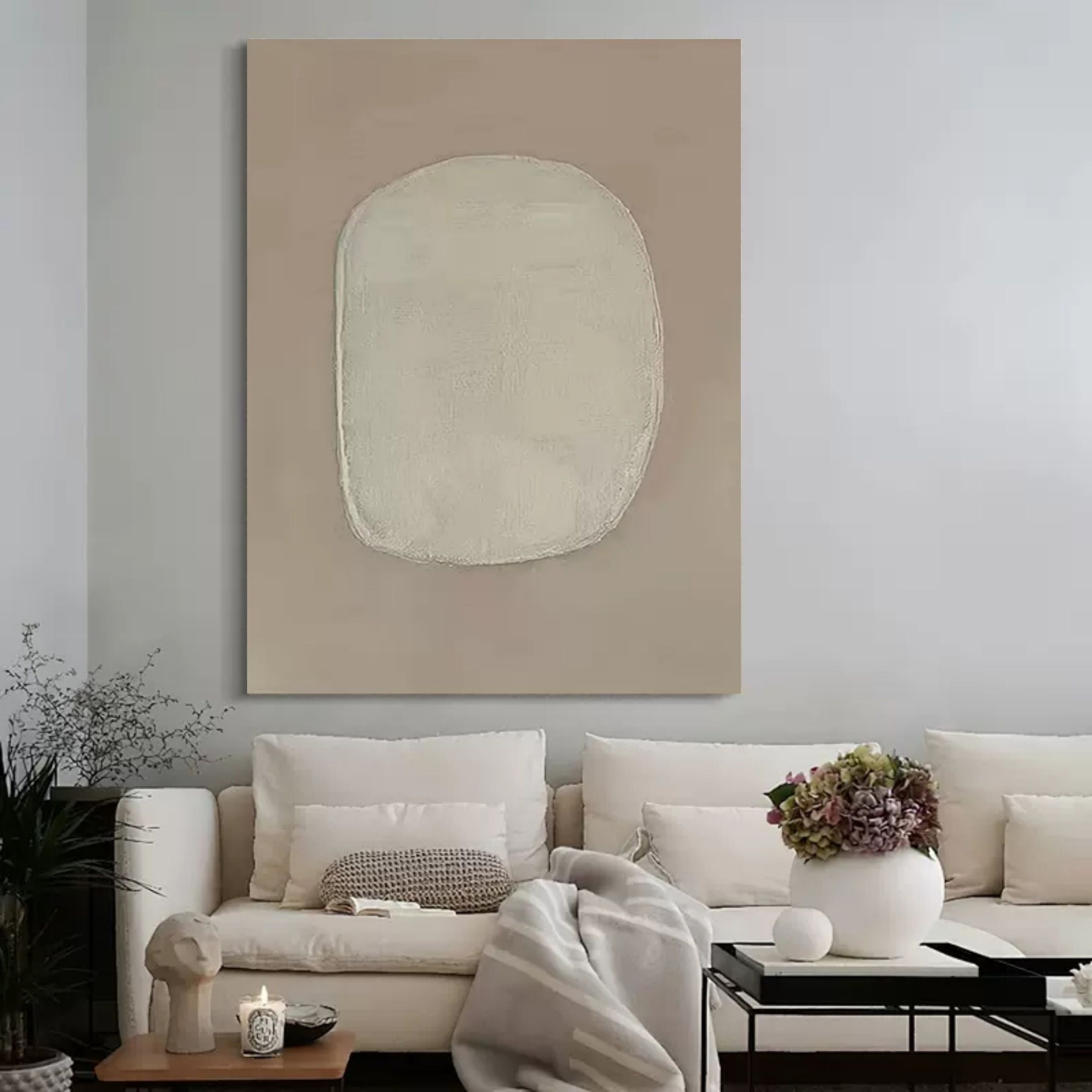 Large Gray 3D Abstract Painting Wabi-Sabi Wall Art Gray Minimalist Canvas Art Textured Wall Painting