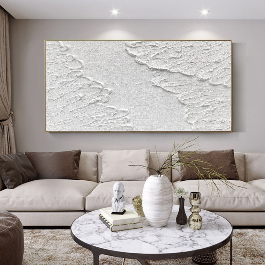 Large 3D White Abstract Art Minimalist Texture Wall Painting White ...