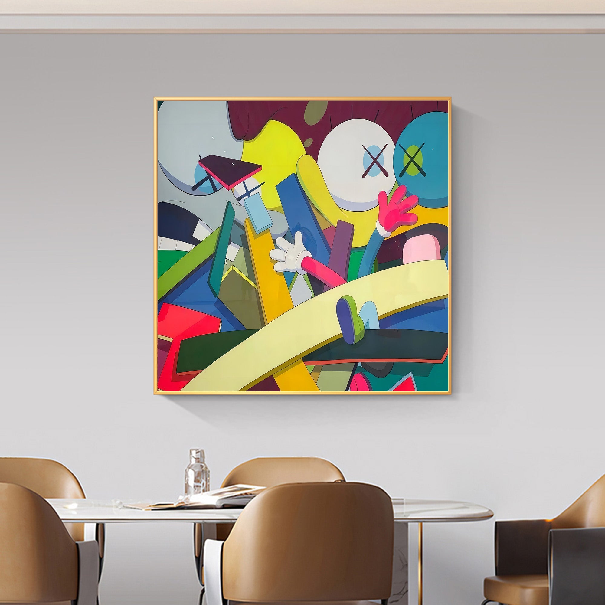 Kaws colorful pop art Kaws colorful pop painting Kaws pop wall art Kaws cartoon painting