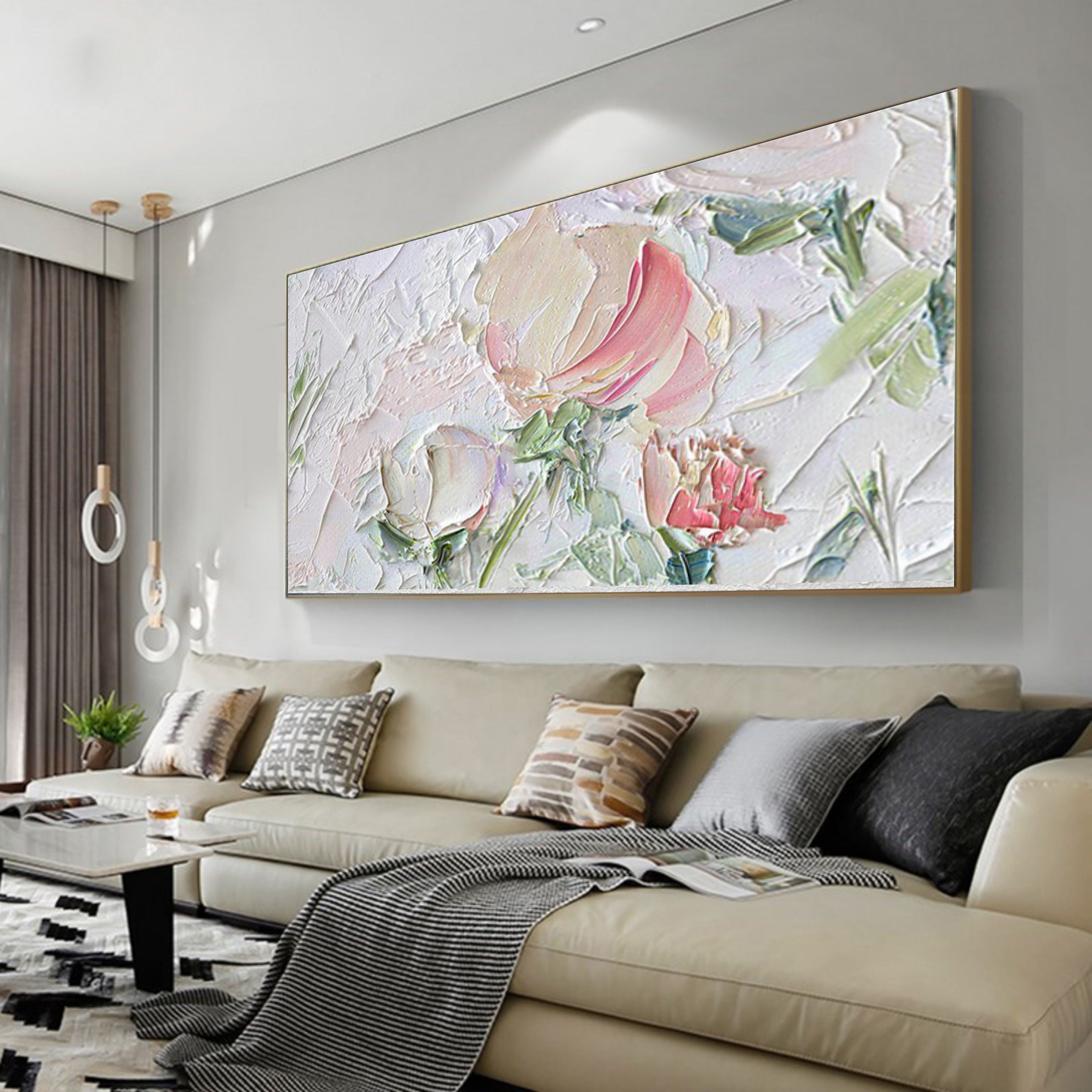 White Flower Plaster Art White 3D Flower Oil Painting Flower Textured Wall Art Large Flower Wall Decor