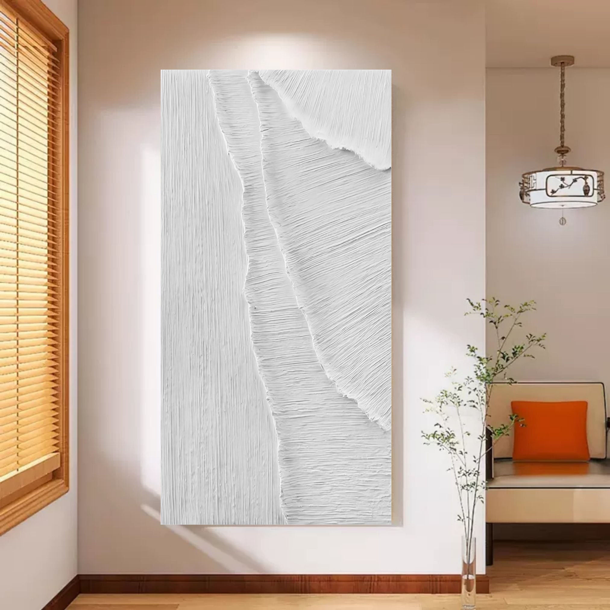 Large 3D White Abstract Canvas Painting WabiSabi Wall Art Texture Art Minimalist Painting Home Decor