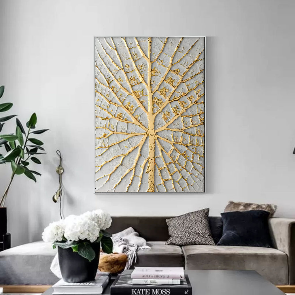 Gold and White 3D Abstract Art Gold and White Textured Acrylic Canvas ...