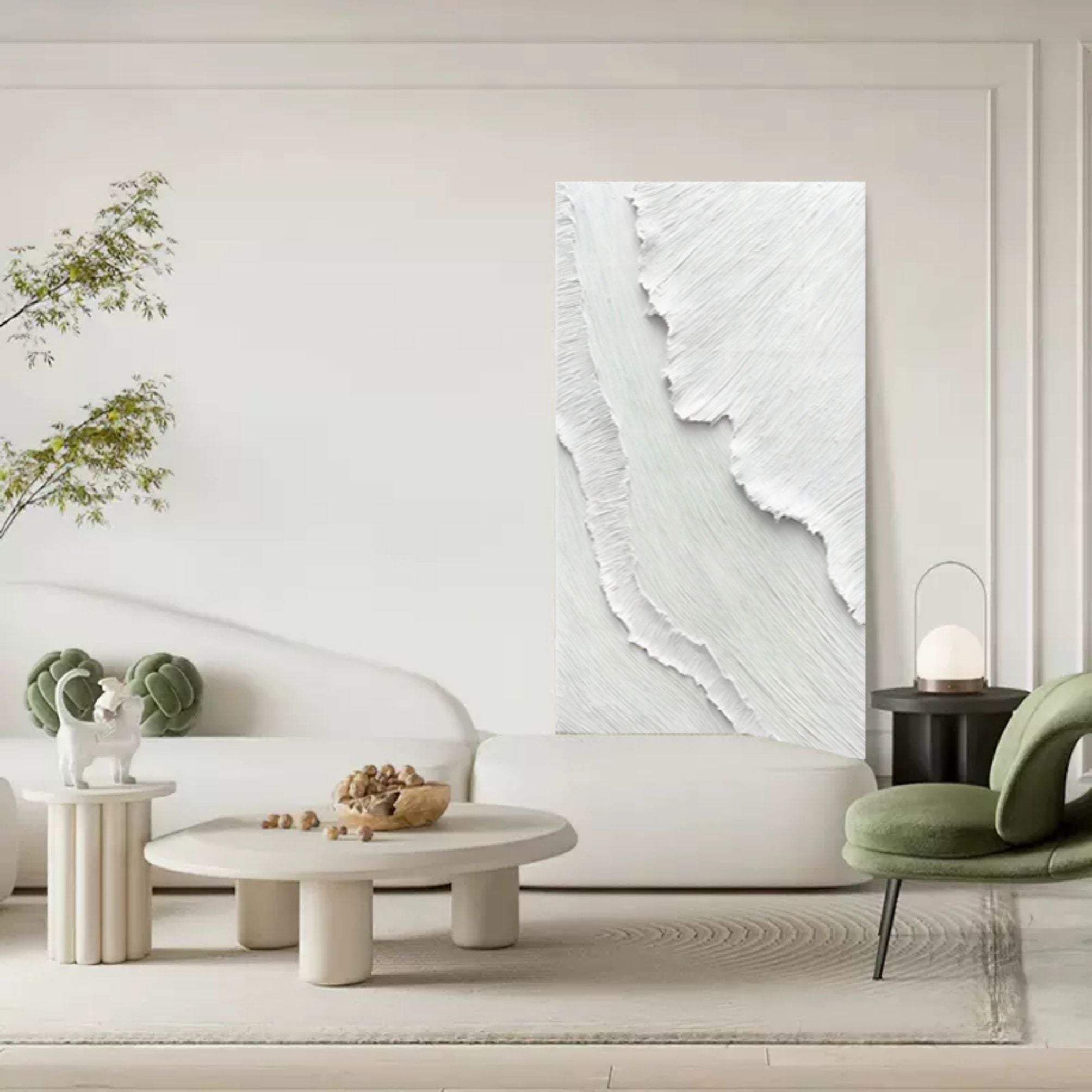 Large White 3D Abstract Canvas Art White Plaster Wall Art Textured Art Minimalism Painting Textured Wall Art