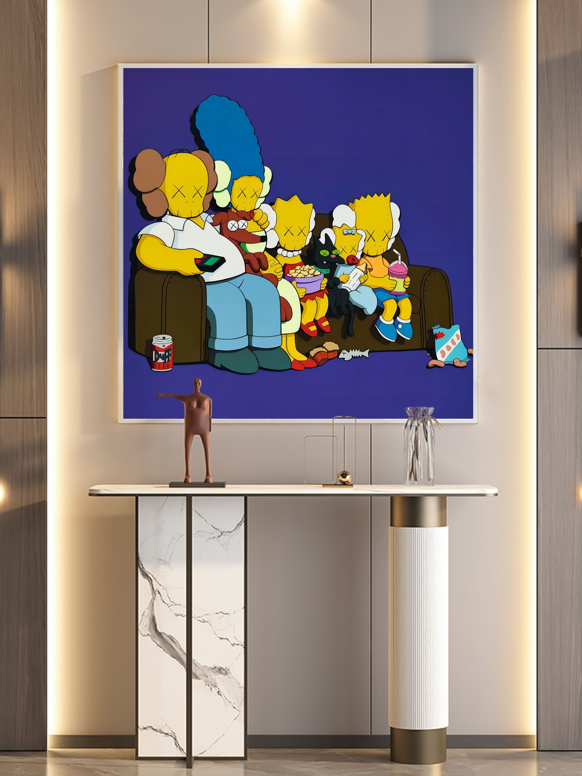 Colorful Pop Painting Kaws Painting Kaws Pop Art Kaws Artwork Cartoon Painting Pop Wall Art