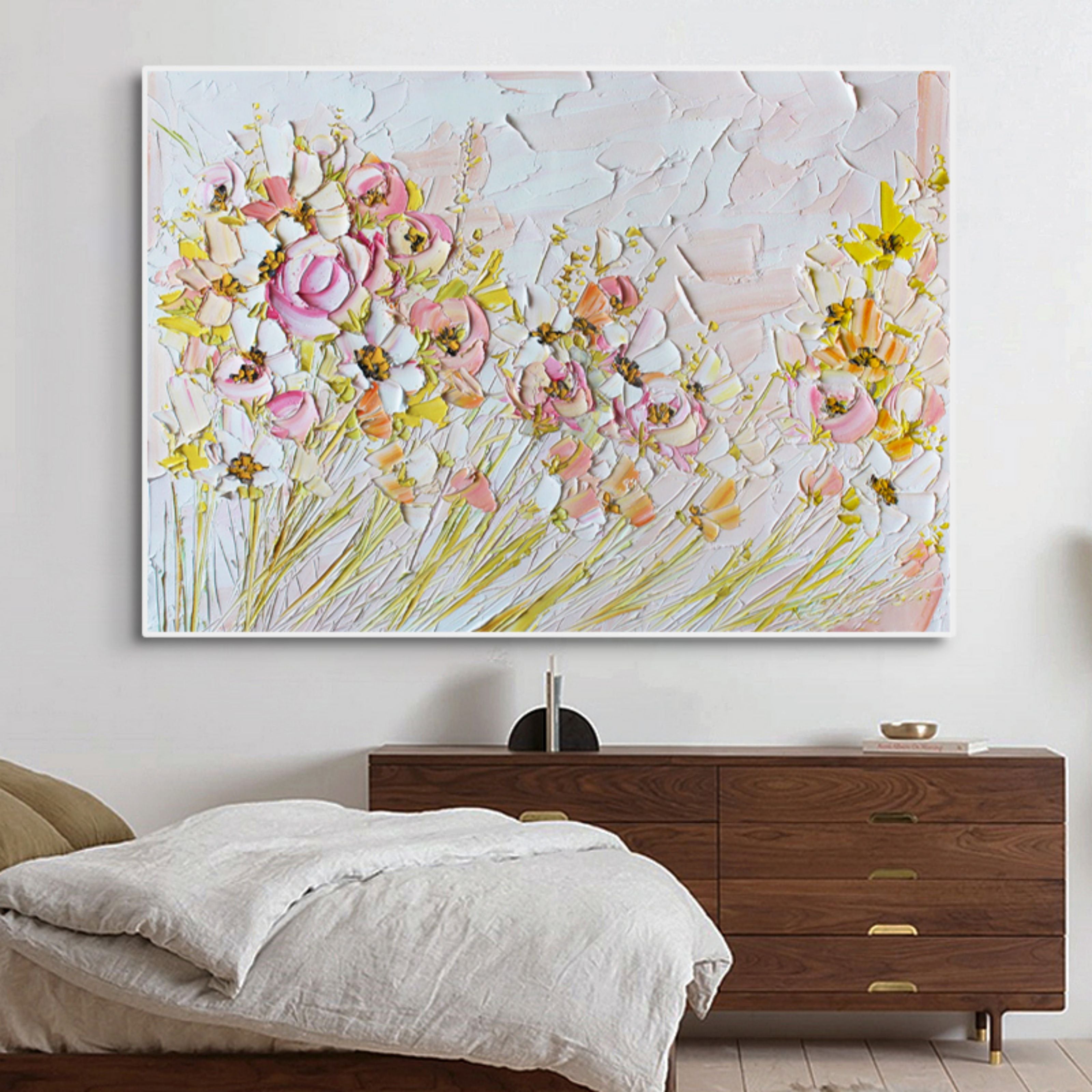 Colorful 3D Flower Oil Painting Flower Plaster Art Flower Textured Wall Art Flower Home Wall Decor