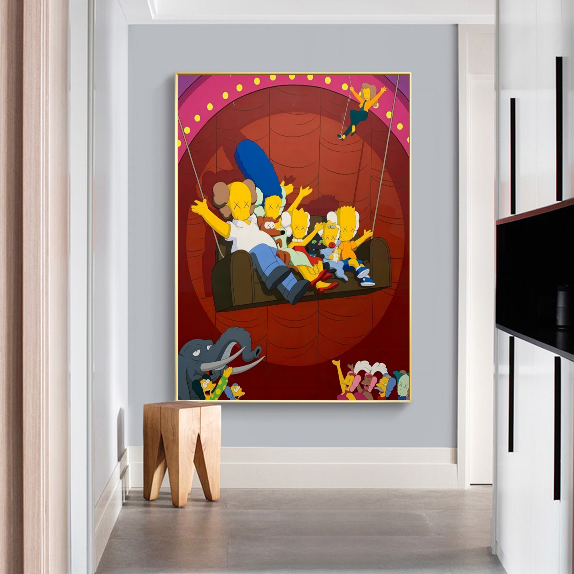 Kaws large colorful pop art Kaws large colorful pop painting Kaws pop wall art Kaws family cartoon art