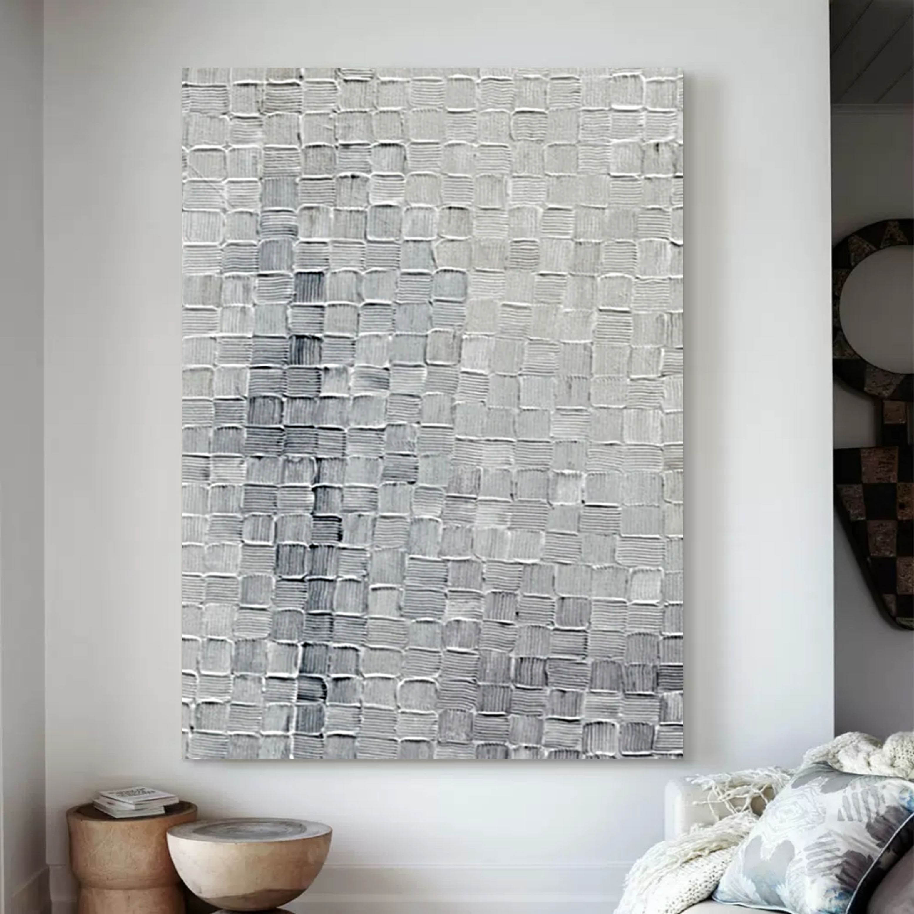 Large Gray 3D Abstract Art Textured Canvas Art 3D Plaster Art Wabi-Sabi Wall Art Knife Wall Painting