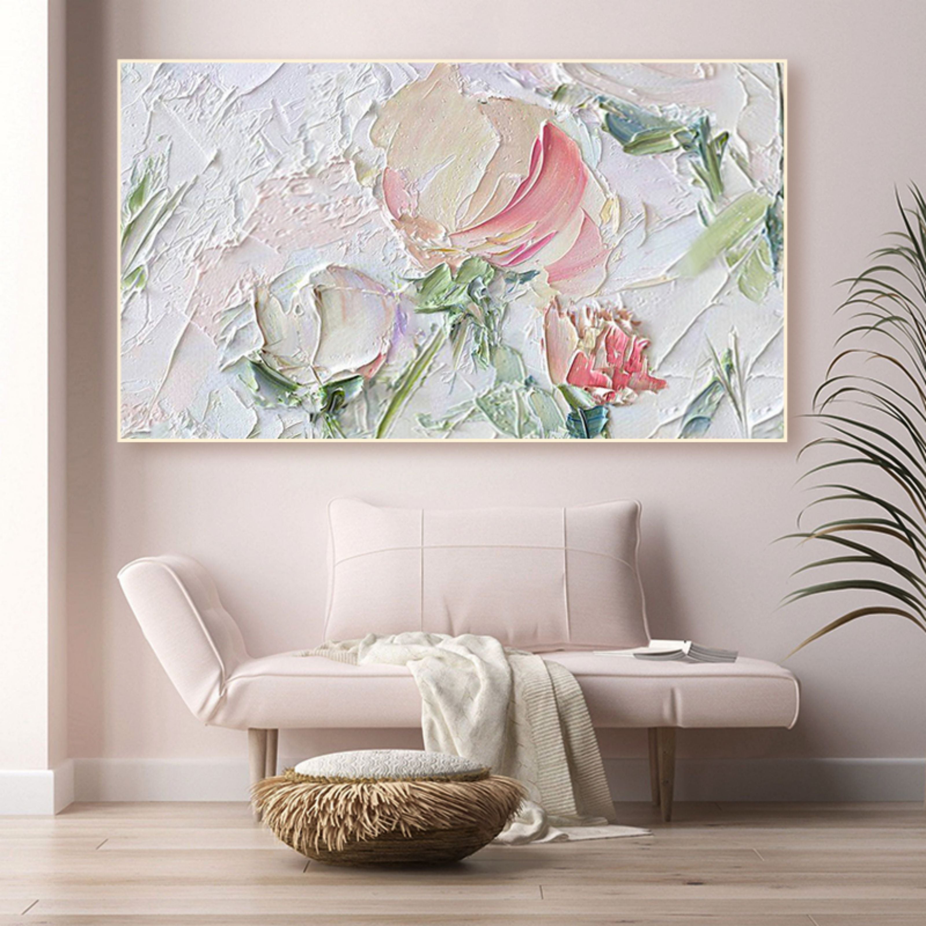 White Flower Plaster Art White 3D Flower Oil Painting Flower Textured ...