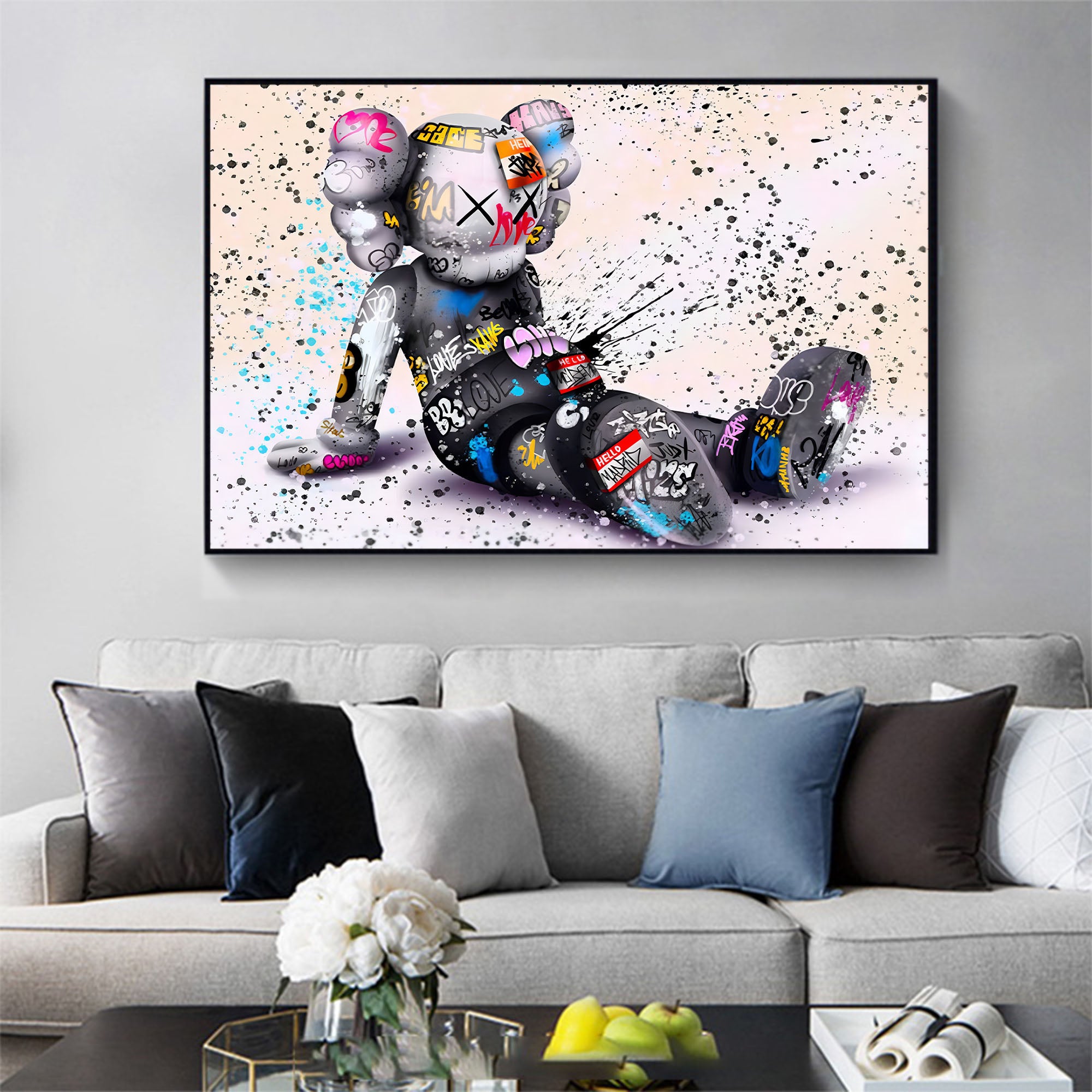 Large Kaws Pop Art Large Kaws 3D Textured Wall Painting Kaws Canvas Art Kaws Artwork Kaws Wall Art