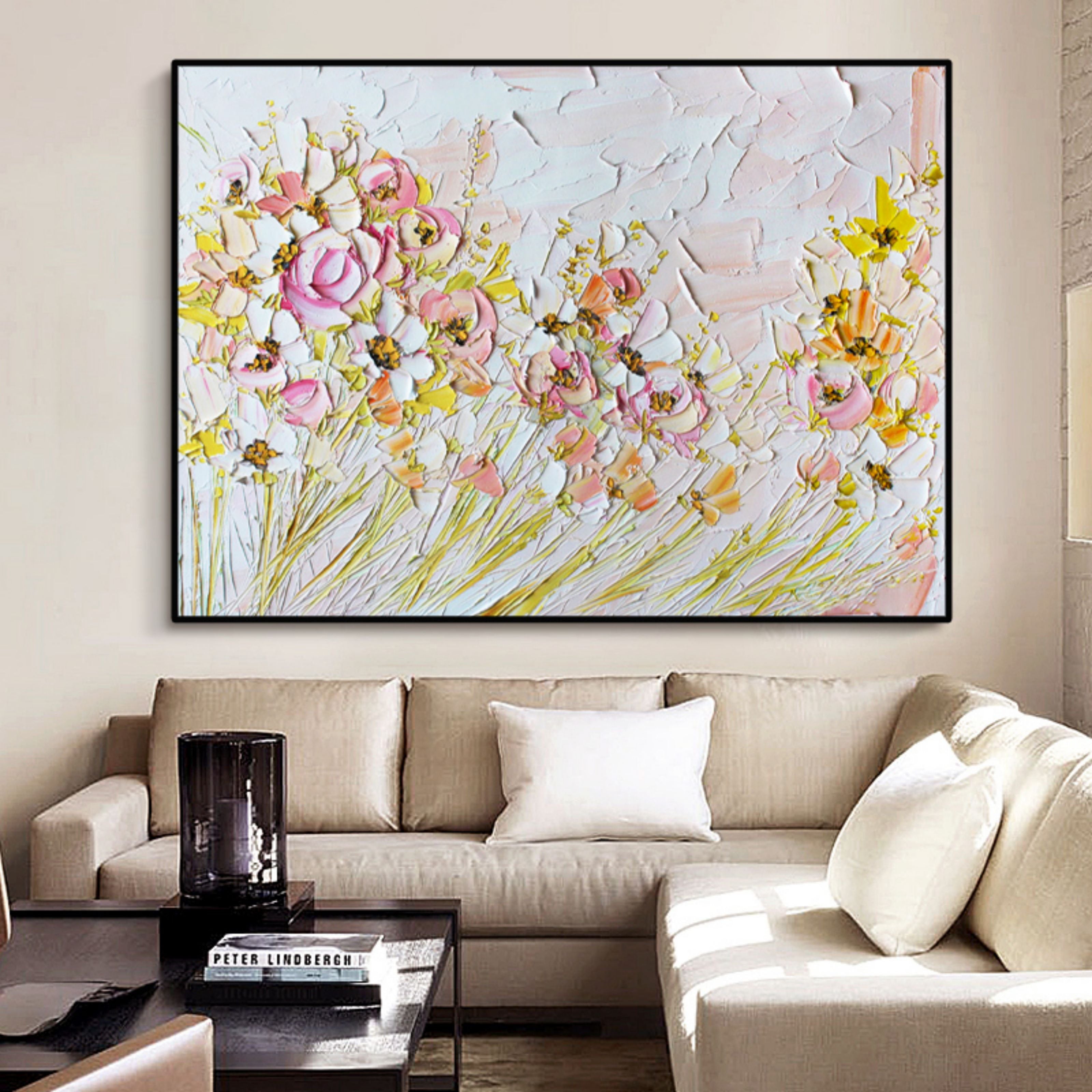 Colorful 3D Flower Oil Painting Flower Plaster Art Flower Textured Wall Art Flower Home Wall Decor