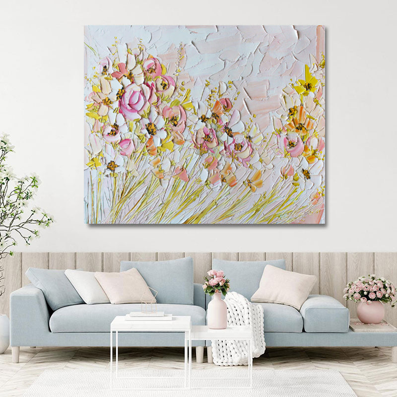 Colorful 3D Flower Oil Painting Flower Plaster Art Flower Textured Wall Art Flower Home Wall Decor