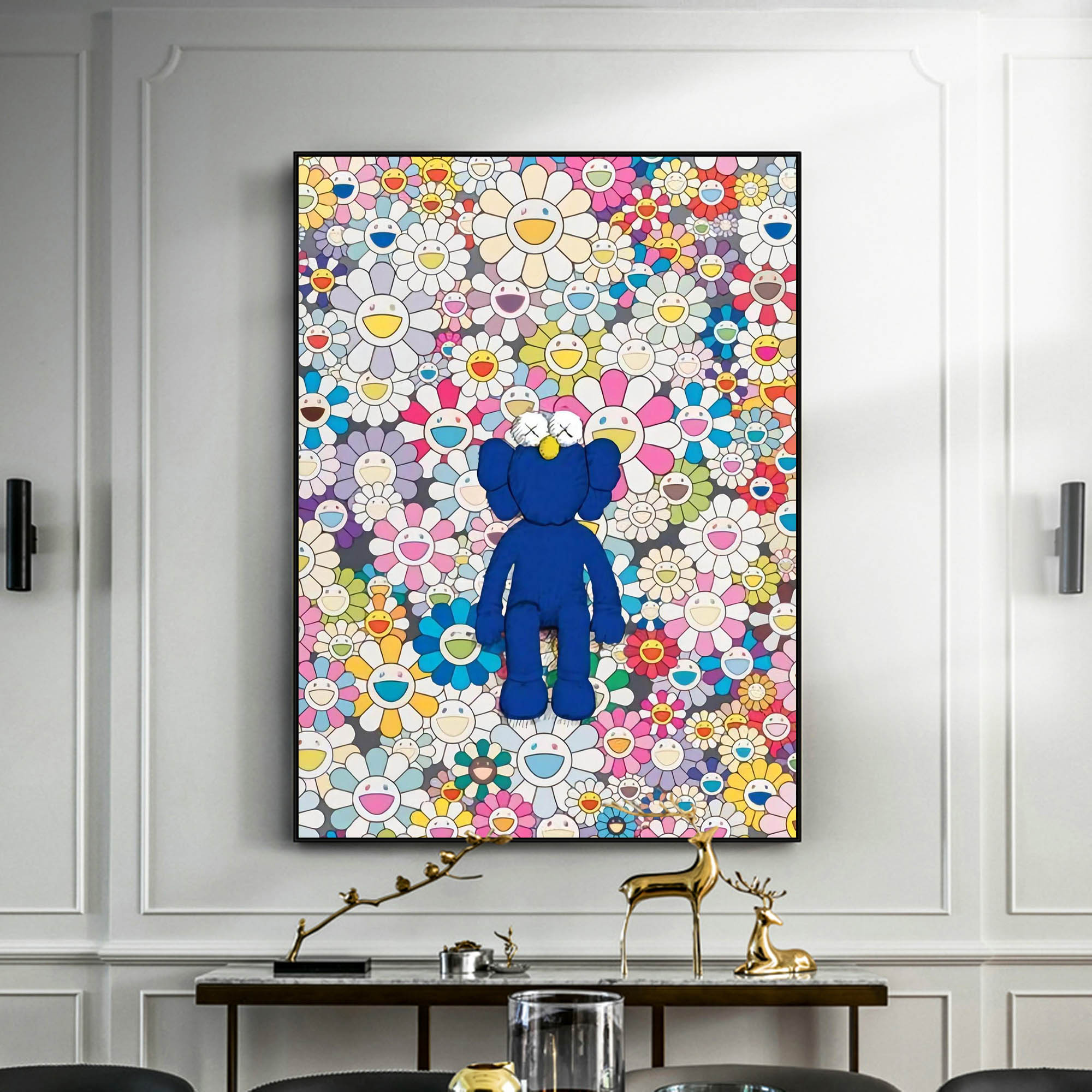 Colorful Kaws painting Colorful Kaws pop art Colorful Kaws3D Texture Wall Painting Kaws Canvas Art