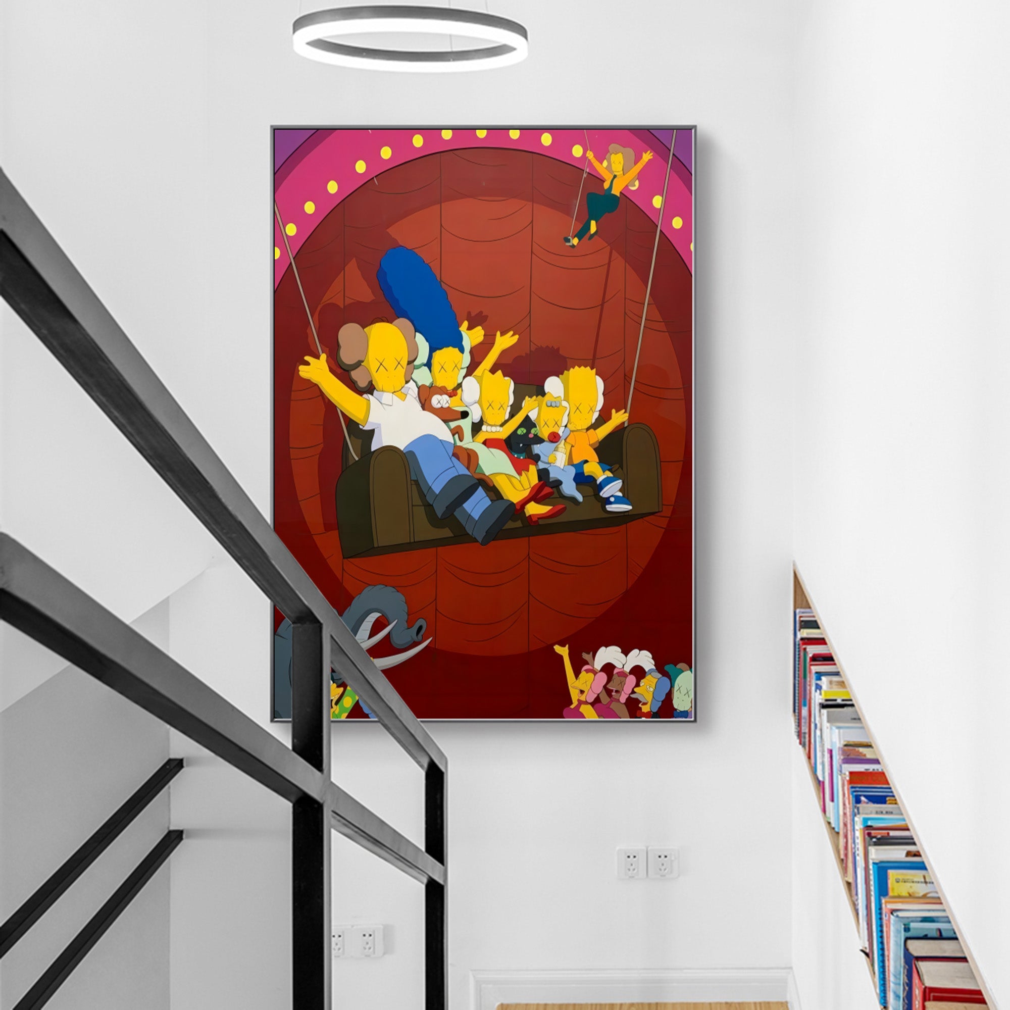 Kaws large colorful pop art Kaws large colorful pop painting Kaws pop wall art Kaws family cartoon art