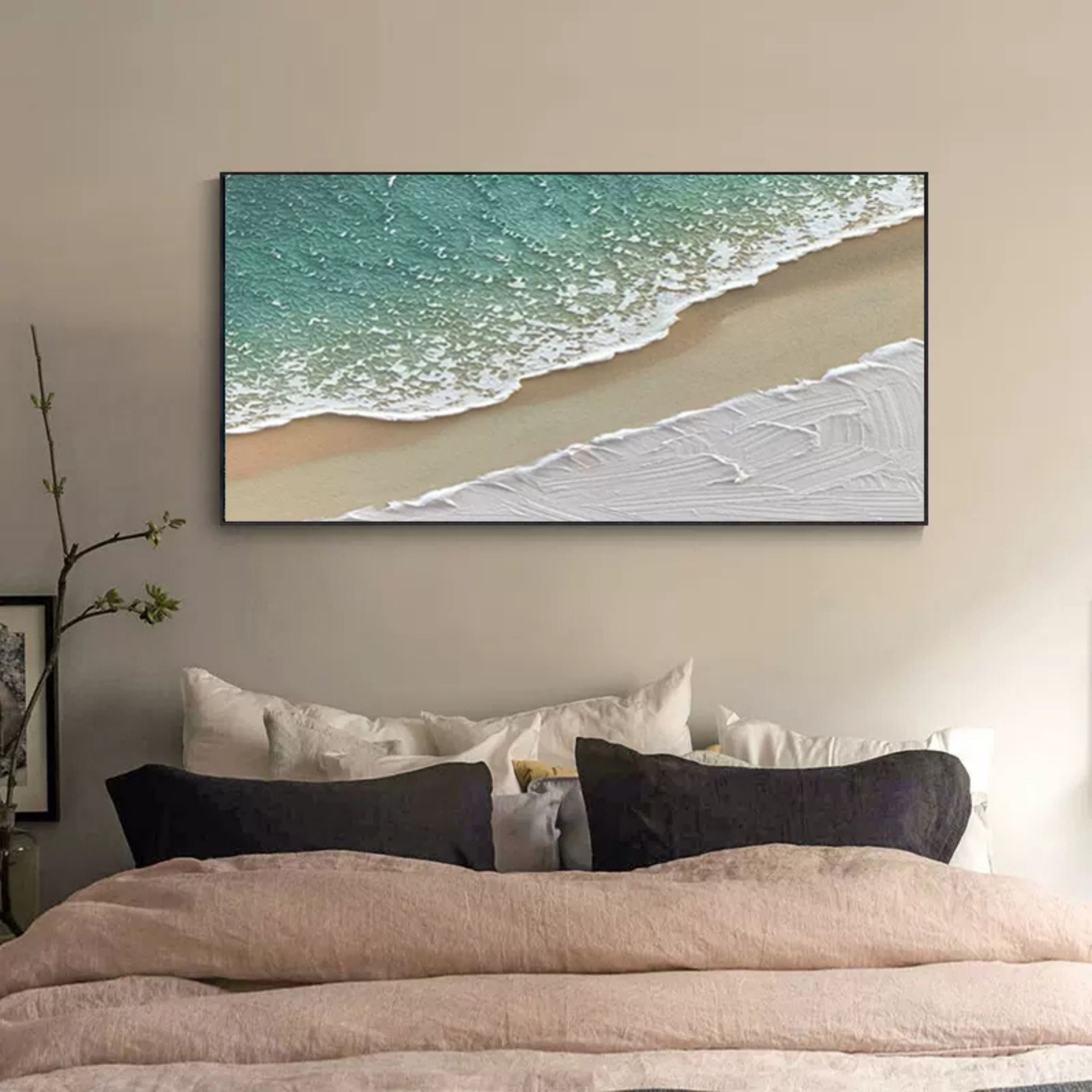 Large 3D Ocean Waves Canvas Painting Large 3D Ocean Waves Wall Art 3D Plaster Art Minimalist Art