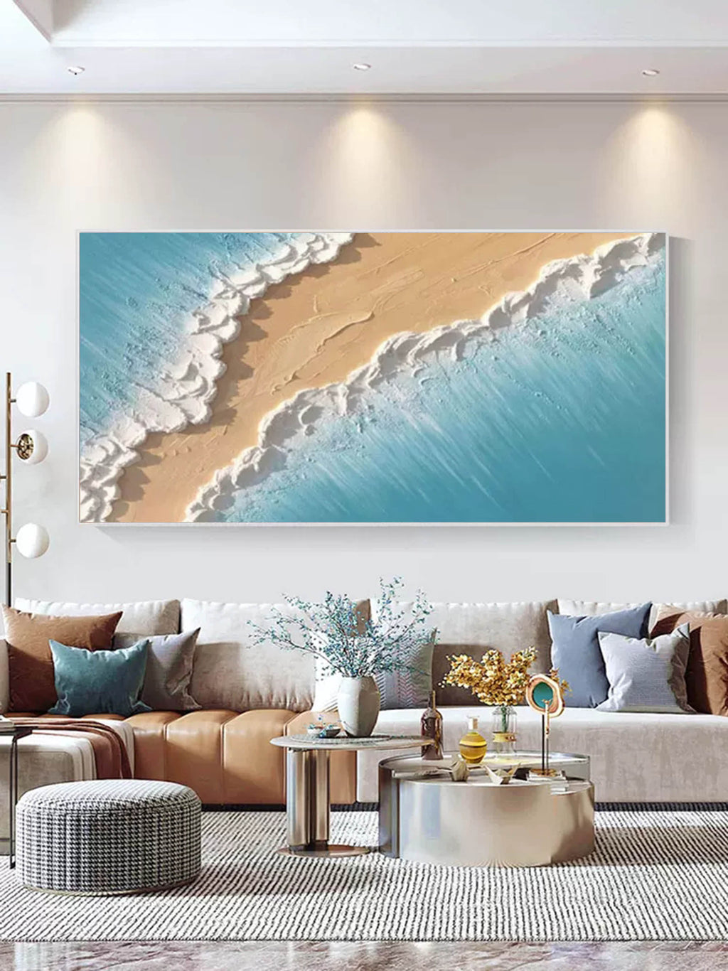 Blue Sea 3D Textured Acrylic Painting Horizontal Living Room Wall ...