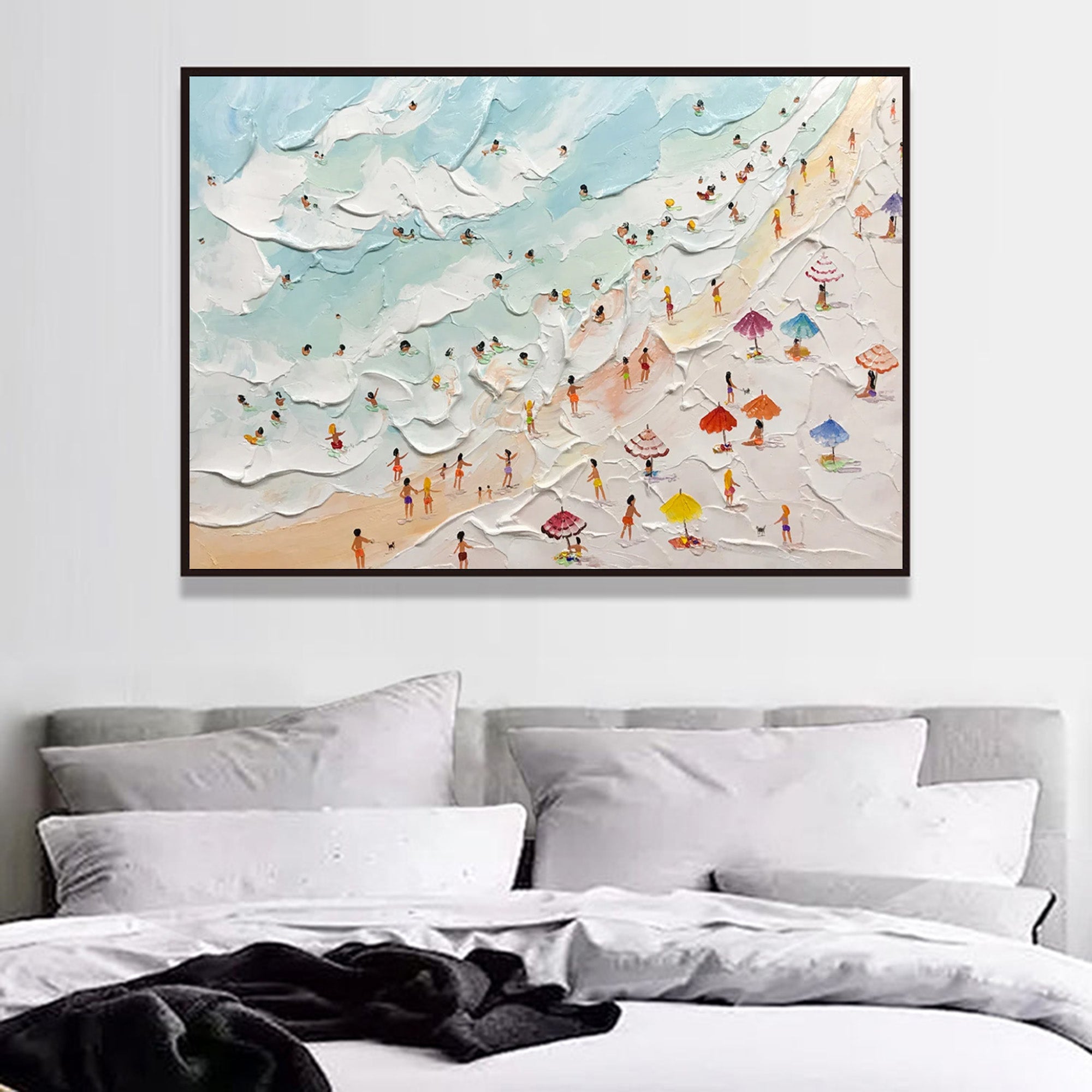 Seaside Beach Holiday Canvas Painting Seaside Beach 3D Landscape Art Seaside Beach Texture Wall Art