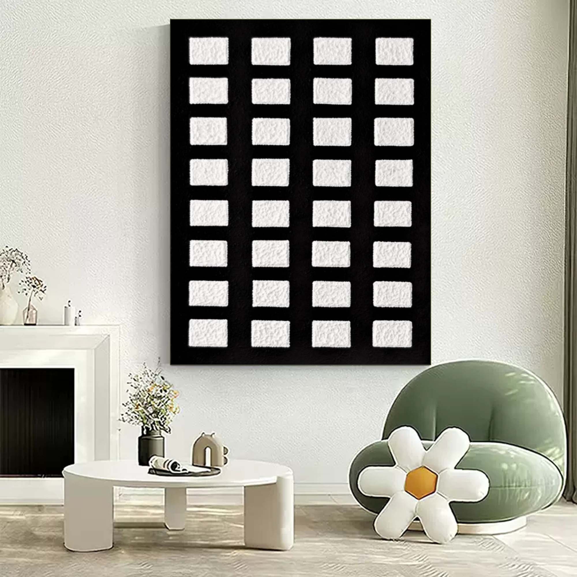 Large 3D Black and White Abstract Art Canvas Textured Art Abstract Paintings Minimalist Oil Painting