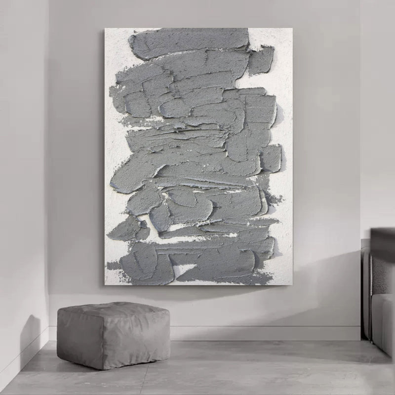 Black and White 3D Abstract Art Heavy Textured Acrylic Painting 3D Plaster  Art Plaster Wall Art