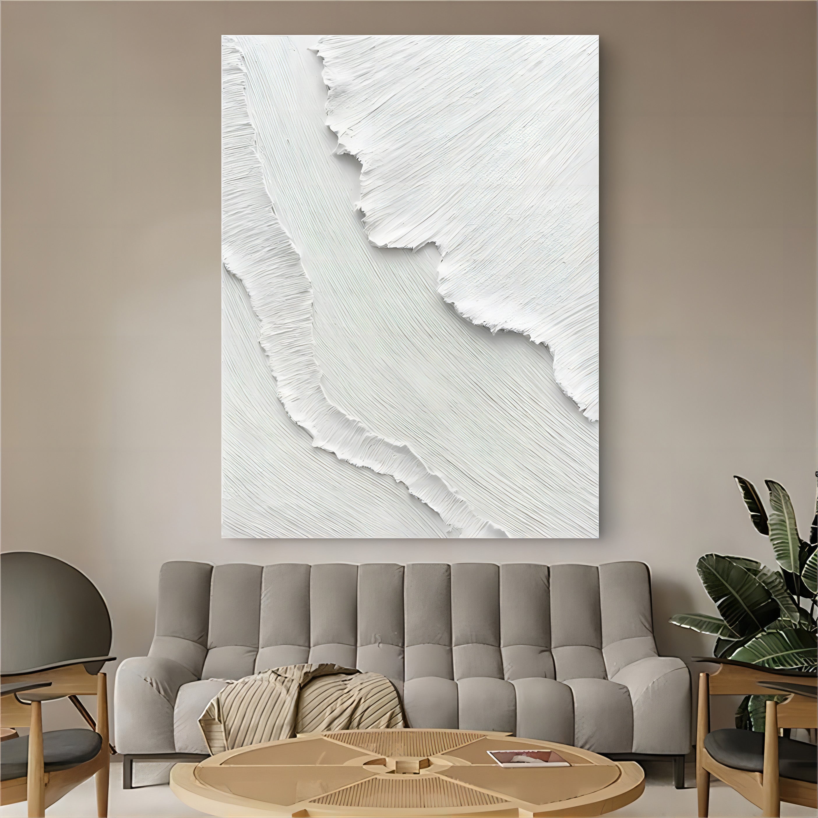 White 3D Plaster Painting White 3D Textured Abstract Art White 3D Minimalist Painting 3D Plaster Art