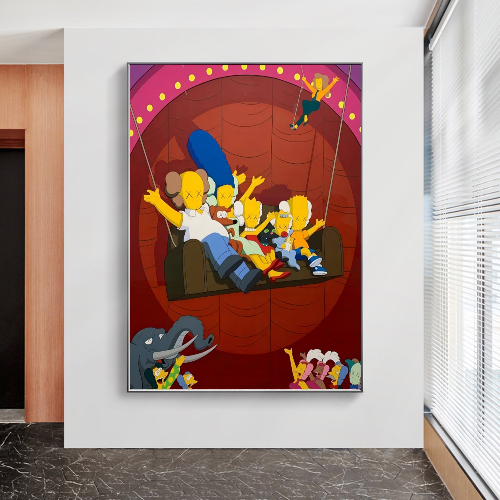 Kaws large colorful pop art Kaws large colorful pop painting Kaws pop wall art Kaws family cartoon art