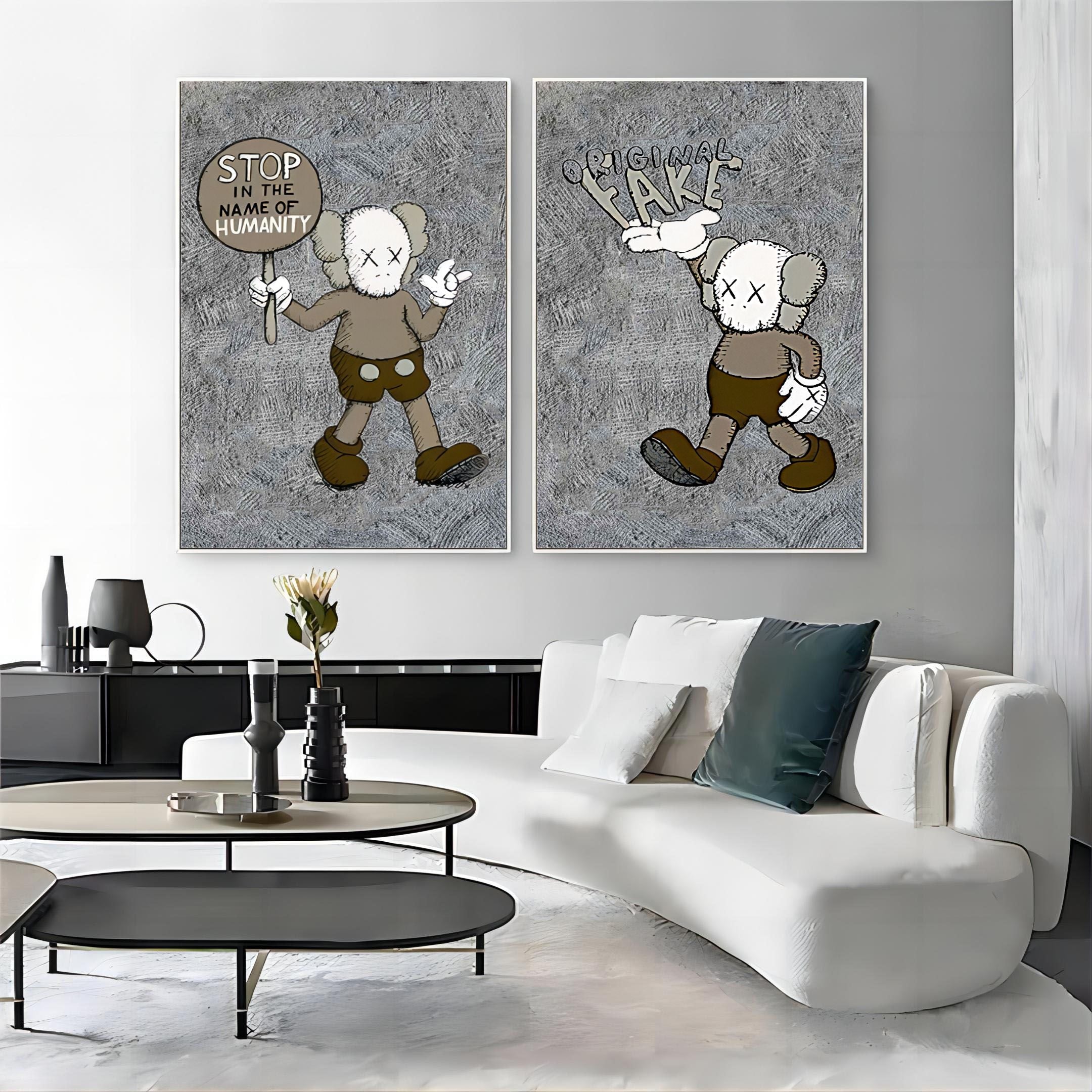 Large KAWS Painting Set of 2 KAWS Canvas Art Set of 2 KAWS Wall Art Set of 2 KAWS Pop Art Sale