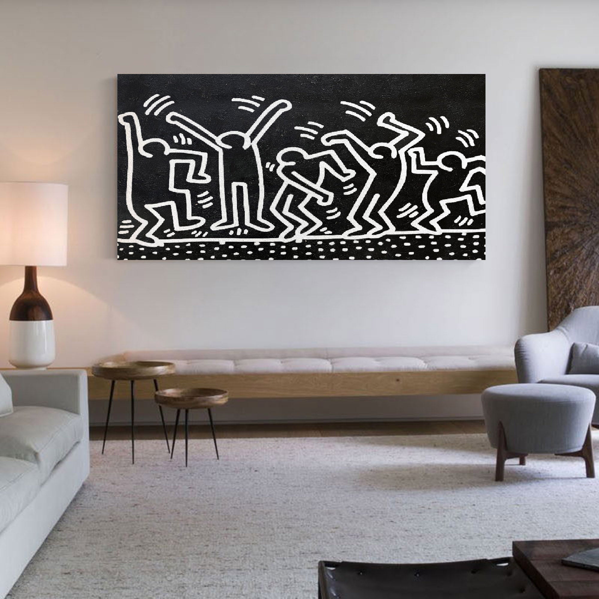 Large Keith Haring Pop Painting Large Keith Haring 3D Texture Wall Painting Keith Haring Canvas Art