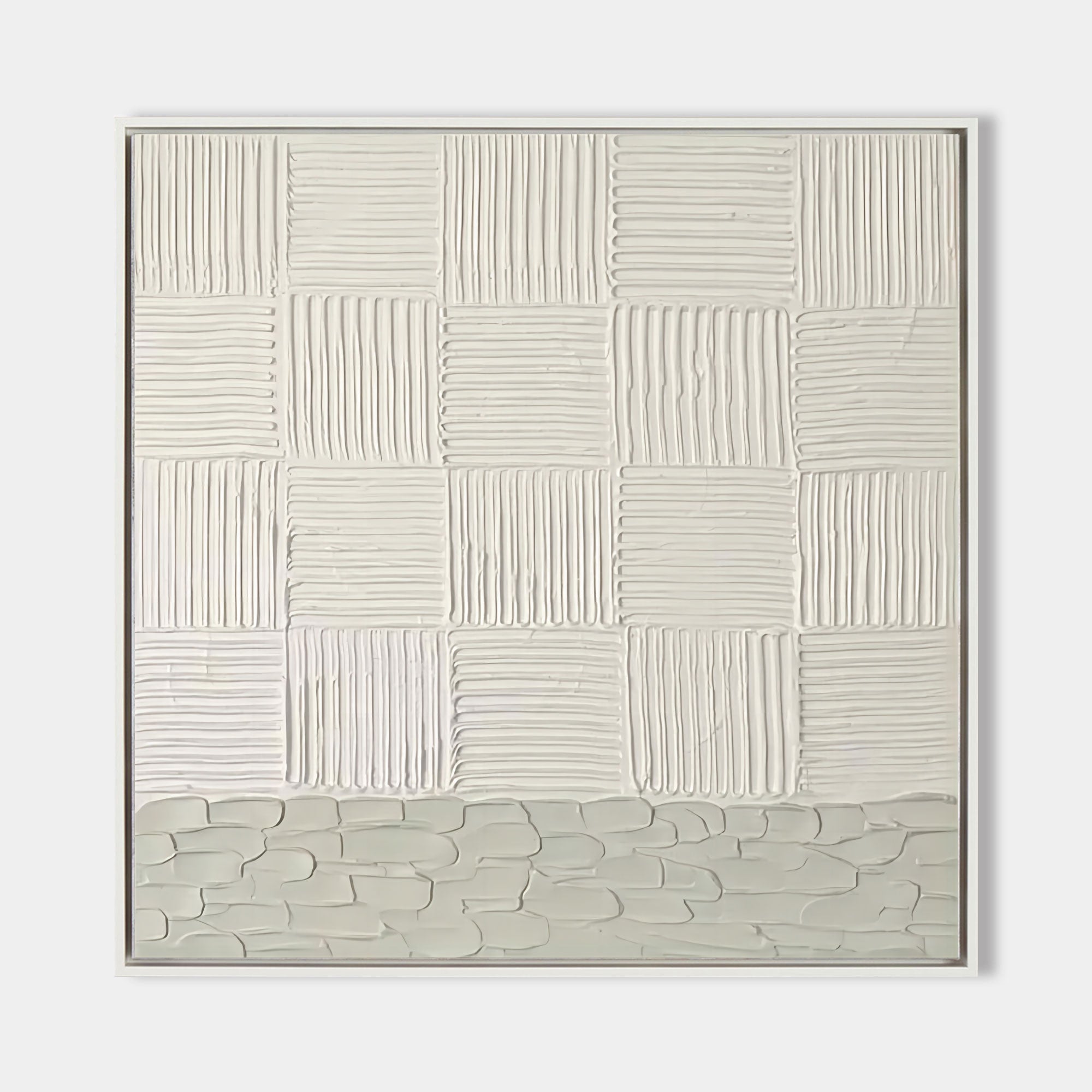 White 3D Textured Wall Art White Plaster 3D Abstract Painting White 3D Minimalist Canvas Art