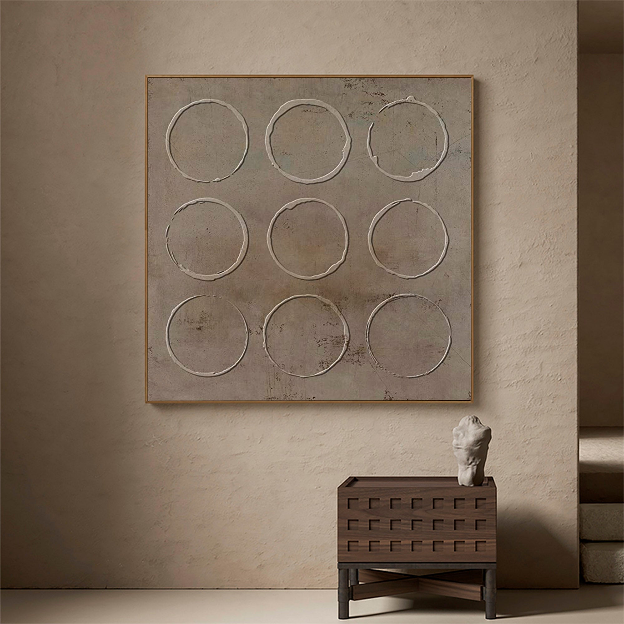 Brown minimalist painting brown wall art 3d texture painting brown abstract art brown circle wall art Brown abstract painting on canvas